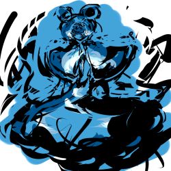 Rule 34 | 1girl, animal ears, bad id, bad pixiv id, blue theme, capelet, dress, f7(eiki), female focus, looking at viewer, monochrome, mouse ears, nazrin, short hair, simple background, solo, touhou, white background