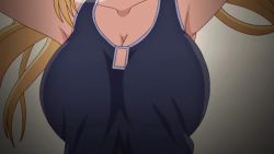 1girl animated animated_gif bouncing_breasts breasts female_focus highres large_breasts long_hair papa_katsu! solo