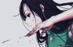 Rule 34 | 1boy, black eyes, black hair, blood, blood on hands, expressionless, from side, hichi(hichi), hunter x hunter, illumi zoldyck, long hair, male focus, solo, trap