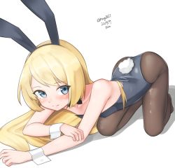 Rule 34 | 1girl, absurdres, all fours, animal ears, black bow, black bowtie, blonde hair, blue eyes, bow, bowtie, brown pantyhose, dated, detached collar, flat chest, grey leotard, highres, jervis (kancolle), kantai collection, kneeling, leotard, long hair, looking at viewer, maru (marg0613), one-hour drawing challenge, pantyhose, playboy bunny, rabbit ears, rabbit tail, simple background, solo, strap slip, tail, twitter username, white background, wrist cuffs