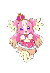 Rule 34 | @est@, crown, cure wonderful, dress, hairband, highres, inukai komugi, inukai komugi (dog), long hair, mini crown, multicolored fur, open mouth, papillon (dog), pink eyes, pink fur, precure, tail, wonderful precure!