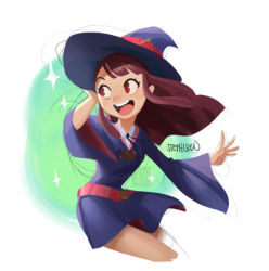 Rule 34 | 10s, 1girl, brown hair, kagari atsuko, little witch academia, red eyes, solo, tagme, witch, witch hat