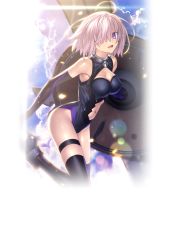 Rule 34 | 1girl, :d, ahoge, armpits, bare shoulders, black gloves, black leotard, black thighhighs, bodysuit, breasts, cleavage, cleavage cutout, clothing cutout, cloud, day, elbow gloves, fate/grand order, fate (series), female focus, gloves, hair over one eye, high heels, highleg, highleg leotard, highres, holding, holding shield, impossible clothes, impossible leotard, jewelry, leg up, legband, lens flare, leotard, light purple hair, looking at viewer, mash kyrielight, mashu kyrielite, medium breasts, midriff, navel, navel cutout, neck, neck ring, official art, open mouth, purple bodysuit, purple eyes, purple gloves, purple hair, purple thighhighs, revealing clothes, shield, short hair, skin tight, sky, sleeveless, sleeveless leotard, smile, solo, sweat, takeuchi takashi, thigh strap, thighhighs, transparent background, type-moon
