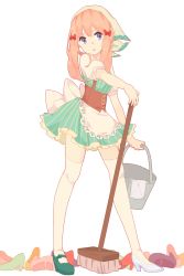 Rule 34 | 1girl, asymmetrical footwear, bad id, bad pixiv id, broom, cinderella, cinderella (character), cinderella (grimm), dustcloth, full body, glass slipper, hair ornament, head scarf, headwear request, high heels, highres, kise (swimmt), looking at viewer, mary janes, mismatched footwear, original, princess royale, puffy short sleeves, puffy sleeves, shoes, short sleeves, solo, standing, thighhighs, white thighhighs, zettai ryouiki