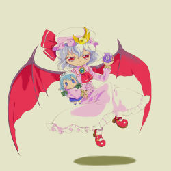 Rule 34 | 1girl, bat wings, braid, character doll, doll, female focus, hat, izayoi sakuya, makaron, red eyes, remilia scarlet, short hair, silver hair, solo, the iron of yin and yang, touhou, twin braids, wings