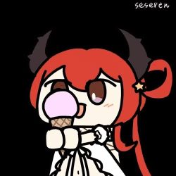 Rule 34 | 1girl, animated, animated gif, food, horns, ice cream, long hair, lowres, open mouth, seseren
