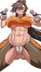 Rule 34 | abs, cameltoe, cuffs, dungeon and fighter, fighter (dungeon and fighter), gamjasssak, handcuffs, highres, striker (dungeon and fighter), tagme