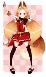 Rule 34 | 1girl, animal ears, blush, breasts, fox ears, fox tail, highres, iduna (kuzu kow), kuzu kow, long hair, original, red eyes, smile, solo, tail, very long hair