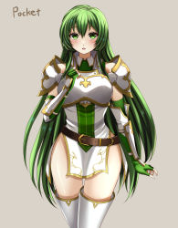 Rule 34 | 1girl, :o, armor, belt, blush, boots, breastplate, breasts, commission, dress, elbow gloves, erinys (fire emblem), fingerless gloves, fire emblem, fire emblem: genealogy of the holy war, fire emblem heroes, gloves, green eyes, green gloves, green hair, highres, long hair, looking at viewer, nintendo, pauldrons, pegasus knight uniform (fire emblem), pixiv commission, short dress, shoulder armor, solo, thigh boots, thighhighs, very long hair, white dress, yozu (yozu0420), zettai ryouiki