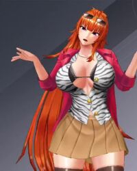 Rule 34 | 1girl, 3d, action taimanin, alternate costume, animated, ass, bra, breasts, casual, curvy, female focus, huge breasts, kamimura maika, lilith-soft, long hair, looking at viewer, miniskirt, official alternate costume, open clothes, open shirt, orange hair, ponytail, purple eyes, revealing clothes, shiny skin, skindentation, skirt, solo, sound, standing, sunglasses on head, tagme, taimanin (series), taimanin rpgx, talking, underwear, very long hair, video, wide hips