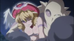 Rule 34 | 10s, 1boy, 1girl, animated, animated gif, ass, blonde hair, bouncing breasts, breasts, butt crack, covering privates, covering breasts, giant, giantess, laila (queen&#039;s blade), nipples, queen&#039;s blade, queen&#039;s blade rebellion, queen&#039;s blade vanquished queens