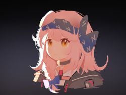 Rule 34 | 1girl, animal ears, arknights, black collar, black jacket, blue bow, bow, braid, cat ears, closed mouth, collar, commentary request, cropped torso, goldenglow (arknights), hair between eyes, hair bow, hair over shoulder, highres, jacket, lightning bolt print, long hair, looking at viewer, open clothes, open jacket, orange eyes, pink hair, shirt, single braid, solo, upper body, white shirt, yin--wu