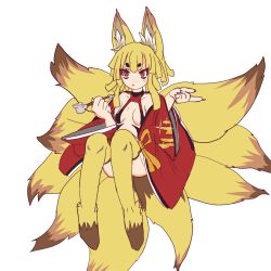 Rule 34 | 1girl, animal ears, blonde hair, disgaea, fox ears, fox tail, fuyuhara, makai senki disgaea 5, nine-tailed fox (disgaea), red eyes, tail