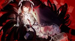 Rule 34 | 10s, 1girl, bad id, bad pixiv id, black hair, bonnet, celestia ludenberg, chess piece, cookon, danganronpa (series), danganronpa: trigger happy havoc, drill hair, closed eyes, frills, gothic lolita, own hands clasped, lolita fashion, long hair, nail polish, necktie, own hands together, smile, solo, twin drills, twintails