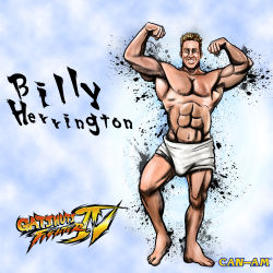Rule 34 | 1boy, abs, barefoot, billy herrington, bulge, character name, copyright name, flexing, gachimuchi pants wrestling, grin, male focus, muscular, parody, short hair, smile, solo, street fighter, street fighter iv (series), style parody, tk8d32, wrestling (series)