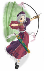 Rule 34 | 1girl, bow (weapon), female focus, gloves, solo, touhou, trigram, weapon, yagokoro eirin