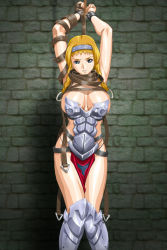 Rule 34 | 00s, 1girl, armor, ass, bdsm, belt, blonde hair, blue eyes, blush, bondage, bound, braid, breasts, buckle, cleavage, exiled warrior leina, hairband, large breasts, legs, leina (queen&#039;s blade), leina (queen's blade), loincloth, nosuke (ein-pha), panties, queen&#039;s blade, revealing clothes, sideboob, solo, strap, thighs, thong, twin braids, underwear
