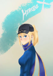 Rule 34 | 1girl, absurdres, artoria pendragon (fate), blue eyes, fate (series), hat, highres, jacket, mark1019, mysterious heroine x (fate), ponytail, rojiura satsuki : chapter heroine sanctuary, saber (fate), scarf, solo, track jacket, type-moon