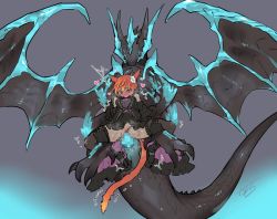 Rule 34 | 1girl, animal ears, arm grab, bahamut (final fantasy), bare shoulders, belt, bestiality, black dress, blush, boots, cat ears, cat tail, censored, claws, clothed female nude male, clothed sex, dark-skinned female, dark skin, dragon, dragon horns, dragon tail, dragon wings, dress, facing viewer, final fantasy, final fantasy xiv, flower, hair flower, hair ornament, heart, horns, miqo&#039;te, moaning, mochitaichi, mosaic censoring, no panties, nude, open mouth, penis, purple eyes, pussy juice, red hair, rose, sex, short hair, size difference, spoken heart, spread legs, tail, thighhighs, vaginal, wings