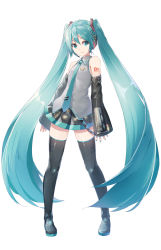 Rule 34 | 1girl, black skirt, black thighhighs, blouse, blue eyes, blue nails, blue necktie, blush, character name, closed mouth, collared shirt, commentary, daidou (demitasse), derivative work, detached sleeves, drop shadow, glowing, grey shirt, hatsune miku, headphones, highres, long hair, long sleeves, looking at viewer, nail polish, necktie, number tattoo, piano print, pleated skirt, shirt, shoulder tattoo, simple background, skindentation, skirt, sleeveless, sleeveless shirt, smile, solo, tattoo, thighhighs, twintails, very long hair, vocaloid, vocaloid boxart pose, white background, wide sleeves, wing collar, zettai ryouiki
