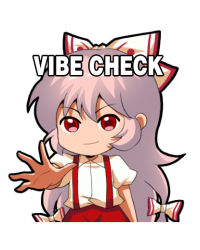 Rule 34 | 1girl, bow, closed mouth, english text, fujiwara no mokou, grey hair, hair bow, jokanhiyou, long hair, looking at viewer, meme, multiple bows, red eyes, shirt, simple background, smile, solo, suspenders, touhou, upper body, v-shaped eyebrows, very long hair, white background, white bow, white shirt