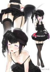 Rule 34 | 10s, 1girl, 2016, abyssal ship, alternate skin color, ama mitsuki, ancient destroyer oni, ass, bag, belt, bicycle, black dress, black gloves, black hair, black panties, black thighhighs, blush, breasts, cabbie hat, cellphone, closed eyes, collarbone, commentary, creatures (company), cross, crossed legs, dated, downblouse, dress, drill hair, elbow gloves, extended downblouse, fingerless gloves, fishnet thighhighs, fishnets, from below, game freak, garter straps, gen 1 pokemon, gengar, gloves, glowing, glowing eyes, gothic lolita, handbag, hat, kantai collection, lolita fashion, long hair, looking at viewer, multiple views, nintendo, off shoulder, open mouth, panties, pantyshot, phone, poke ball, poke ball (basic), pokemon, pokemon (creature), pokemon go, purple eyes, shoes, side ponytail, small breasts, smile, strappy heels, thighhighs, underwear, upskirt, watson cross