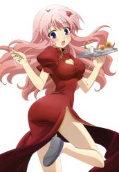 Rule 34 | 1girl, absurdres, ass, bad anatomy, baka to test to shoukanjuu, blue eyes, blush, breasts, china dress, chinese clothes, cleavage, cleavage cutout, clothing cutout, dress, drink, extraction, female focus, food, hair ornament, hairclip, highres, himeji mizuki, legs, long hair, open mouth, pink hair, simple background, solo, tagme, thighs, third-party edit
