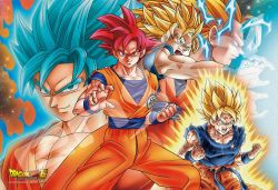 Rule 34 | 10s, 5boys, blonde hair, blue eyes, blue hair, clenched hand, dougi, dragon ball, dragon ball super, dragonball z, green eyes, grin, kamehameha (dragon ball), long hair, looking at viewer, multiple boys, multiple persona, official art, open mouth, outstretched arm, outstretched hand, red eyes, red hair, serious, short hair, smile, son goku, sparkle background, spiked hair, super saiyan, super saiyan 1, super saiyan 2, super saiyan 3, super saiyan blue, super saiyan god, very long hair, wristband