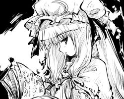 Rule 34 | 1girl, female focus, greyscale, lowres, monochrome, patchouli knowledge, solo, tokiame, touhou