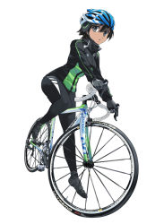 Rule 34 | 1girl, bicycle, black eyes, black hair, cannondale, gloves, jacket, leggings, looking at viewer, matsumoto, open mouth, solo, tomboy, white background