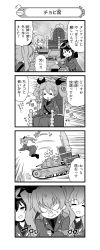 Rule 34 | 10s, 3girls, 4koma, = =, ^^^, absurdres, anchovy (girls und panzer), anger vein, angry, anzio military uniform, bandaid, bandaid on face, belt, boots, carpaccio (girls und panzer), carro veloce cv-33, cat, closed eyes, closed mouth, comic, crash, crossed arms, dress shirt, drill hair, frown, girls und panzer, gloom (expression), goggles, goggles on headwear, greyscale, hair ribbon, helmet, highres, jacket, knee boots, knife, long hair, long sleeves, looking at another, military, military uniform, military vehicle, monochrome, motion lines, motor vehicle, multiple girls, nanashiro gorou, official art, open mouth, pants, pants tucked in, pepperoni (girls und panzer), ribbon, scared, shirt, short hair, shoulder belt, sitting, skirt, smile, solid oval eyes, standing, sweatdrop, tank, throne, twin drills, twintails, uniform, wavy mouth