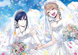 Rule 34 | aihara mei, aihara yuzu, bridal veil, bride, citrus (saburouta), dress, highres, inseki, non-web source, novel illustration, official art, veil, wedding dress