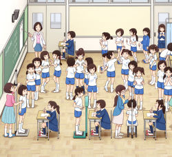 Rule 34 | 6+girls, brown hair, child, classroom, kiyo (kyokyo1220), multiple girls, original, roomscape, rotational symmetry, school, tagme, white background