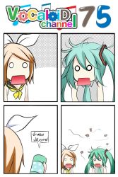 Rule 34 | 2girls, 4koma, aqua hair, ascot, blonde hair, bow, bug, catstudioinc (punepuni), cockroach, collared shirt, comic, hair bow, hatsune miku, highres, bug, kagamine rin, left-to-right manga, multiple girls, necktie, o o, open mouth, peter (miku plus), shirt, spray can, thai text, translation request, twintails, vocaloid
