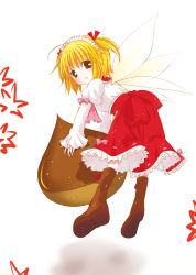 Rule 34 | 1girl, blonde hair, catbell, eastern and little nature deity, female focus, full body, short hair, solo, sunny milk, touhou, wings