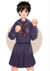 Rule 34 | 1girl, black hair, haida katsuretsu, highres, school uniform, simple background, solo, tagme