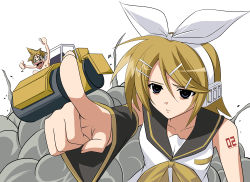 Rule 34 | 1boy, 1girl, bad id, bad pixiv id, blonde hair, breasts, brother and sister, kagamine len, kagamine rin, lyrical nanoha, mahou shoujo lyrical nanoha, mahou shoujo lyrical nanoha strikers, miyane aki (radical dash), parody, siblings, small breasts, steamroller, style parody, twins, vocaloid