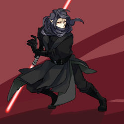 Rule 34 | 1boy, artist request, belt, black hair, boots, dezarm, energy sword, gloves, inazuma eleven, inazuma eleven (series), jedi, lightsaber, lowres, male focus, pale skin, pointy ears, red eyes, robe, scarf, shadow, sith, solo, star wars, sword, weapon