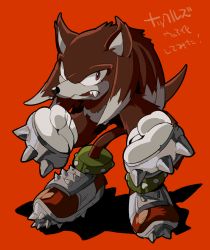 Rule 34 | 1boy, animal nose, aoki (fumomo), body fur, clenched hands, fang, full body, furry, furry male, gloves, knuckles the echidna, male focus, red background, shoes, simple background, snout, solo, sonic (series), sonic the hedgehog, sonic unleashed, spikes, standing, white gloves