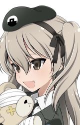 Rule 34 | 10s, 1girl, :d, bad id, bad twitter id, beret, black hat, black jacket, black necktie, blush, boko (girls und panzer), brown eyes, commentary, dress shirt, emblem, girls und panzer, hat, highres, holding, holding stuffed toy, jacket, japanese tankery league (emblem), light blush, light brown hair, long hair, long sleeves, military, military hat, military uniform, necktie, open mouth, portrait, ruruepa, selection university military uniform, shimada arisu, shirt, side ponytail, simple background, smile, solo, stuffed animal, stuffed toy, teddy bear, uniform, white background, white shirt