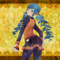 Rule 34 | 10s, 1girl, ace trainer (pokemon), ariko (agave), bad id, bad pixiv id, blue eyes, blue hair, creatures (company), drill hair, elite trainer, game freak, holding, holding poke ball, matching hair/eyes, nintendo, npc trainer, pantyhose, poke ball, pokemon, pokemon bw, skirt, solo, twin drills, twintails, waist poke ball