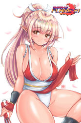 Rule 34 | 1girl, absurdres, blonde hair, breasts, cosplay, fatal fury, highres, hololive, large breasts, shiranui flare, shiranui mai, shiranui mai (cosplay), virtual youtuber