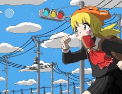 Rule 34 | aiu404l, alert (aiu404l), blonde hair, bread slice, food, food in mouth, mouth hold, tagme, toast, toast in mouth, traffic light