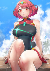 Rule 34 | 1girl, absurdres, breasts, highres, large breasts, pyra (pro swimmer) (xenoblade), pyra (xenoblade), red eyes, red hair, short hair, solo, xenoblade chronicles (series), xenoblade chronicles 2, you nf