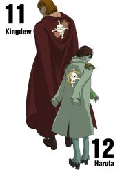 Rule 34 | androgynous, back, cape, character name, gender request, haruta (one piece), highres, jacket, jacket on shoulders, jolly roger, kingdew, numbered, one piece, simple background