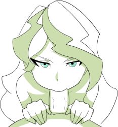 Rule 34 | 1boy, 1girl, blue eyes, diana cavendish, fellatio, furii, hetero, highres, little witch academia, looking at viewer, monochrome, multicolored hair, oral, penis, pov, tagme, two-tone hair, wavy hair