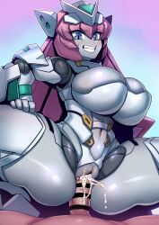 Rule 34 | 1boy, 1girl, absurdres, android, blue eyes, bondage outfit, boots, breasts, colored skin, cum, cum in pussy, dominatrix, girl on top, grey skin, headgear, hetero, highres, huge breasts, joints, long hair, mecha musume, metal skin, navel, penis, pink hair, pussy, revealing clothes, robot, robot joints, robot neoanthropinae polynian, roza (polynian), sex, shiny skin, skindentation, solo focus, spread legs, teeth, thigh boots, tukiwani