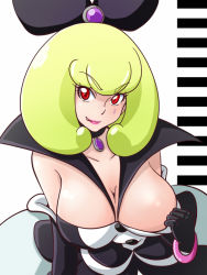 Rule 34 | 10s, 1girl, :q, bakusai, black gloves, blonde hair, breasts, cleavage, gloves, hair ornament, happinesscharge precure!, large breasts, lips, precure, queen mirage, red eyes, short hair, solo, tongue, tongue out