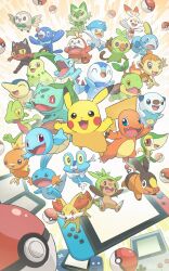 Rule 34 | ^ ^, absurdres, animal focus, arms up, bird, black fur, blue skin, bow, bowtie, bright pupils, bulbasaur, cat, charmander, chespin, chikorita, chimchar, closed eyes, colored sclera, colored skin, commentary request, creatures (company), crocodilian, cyndaquil, fangs, fennekin, fox, froakie, frog, fuecoco, game boy, game boy advance, game freak, gen 1 pokemon, gen 2 pokemon, gen 3 pokemon, gen 4 pokemon, gen 5 pokemon, gen 6 pokemon, gen 7 pokemon, gen 8 pokemon, green bow, green bowtie, green fur, grookey, hakkentai pokedan, handheld game console, highres, holding, holding stick, litten, looking at viewer, monkey, mudkip, nintendo, nintendo 3ds, nintendo switch, no humans, open mouth, orange fur, oshawott, owl, penguin, pig, pikachu, piplup, poke ball, poke ball (basic), pokemon, pokemon (creature), popplio, quaxly, rabbit, red eyes, rowlet, scorbunny, sea lion, smile, snivy, snout, sobble, sprigatito, squirtle, stick, tail, teeth, tepig, torchic, totodile, treecko, turtle, turtwig, whiskers, white fur, white pupils, wings, yellow sclera, yellow skin