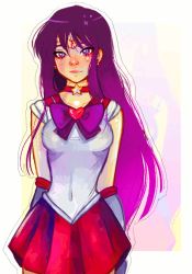 Rule 34 | 1girl, animated, animated gif, bishoujo senshi sailor moon, black hair, bow, brooch, choker, fire, gloves, heart, heart brooch, hino rei, jewelry, looking at viewer, multicolored background, pale skin, pink background, purple eyes, red skirt, rif (rif-art), sailor mars, shirt, skirt, solo, star (symbol), white background, white shirt
